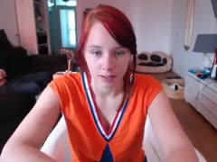 On livecam, a red-haired nympho with attractive billibongs can't stop masturbating.